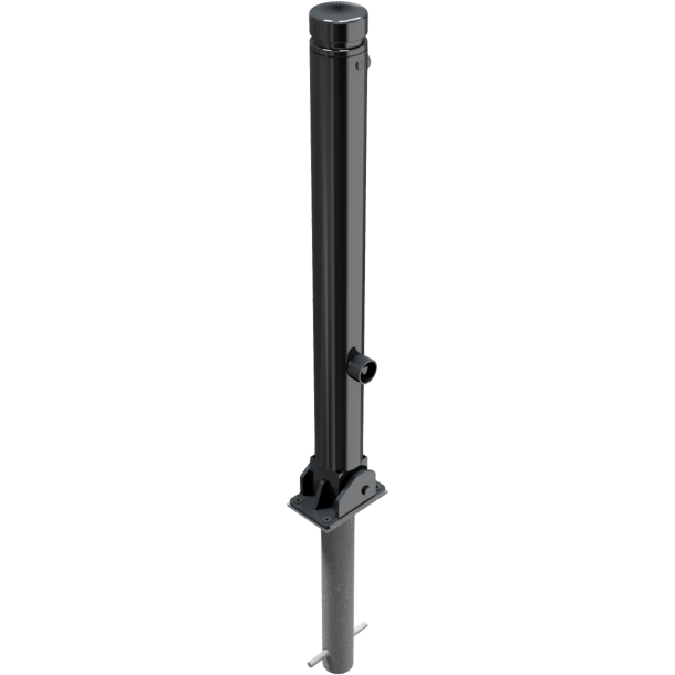 Ornamental bollard | Series 482B | � 82 mm | foldable, self-engaging lockfor casting in concrete, with hot-dip galvanized groundsocket part-no. 470.60, approx. 400 mm below ground | with triangular locking mechanism acc. with DIN 3223 | without eyelet